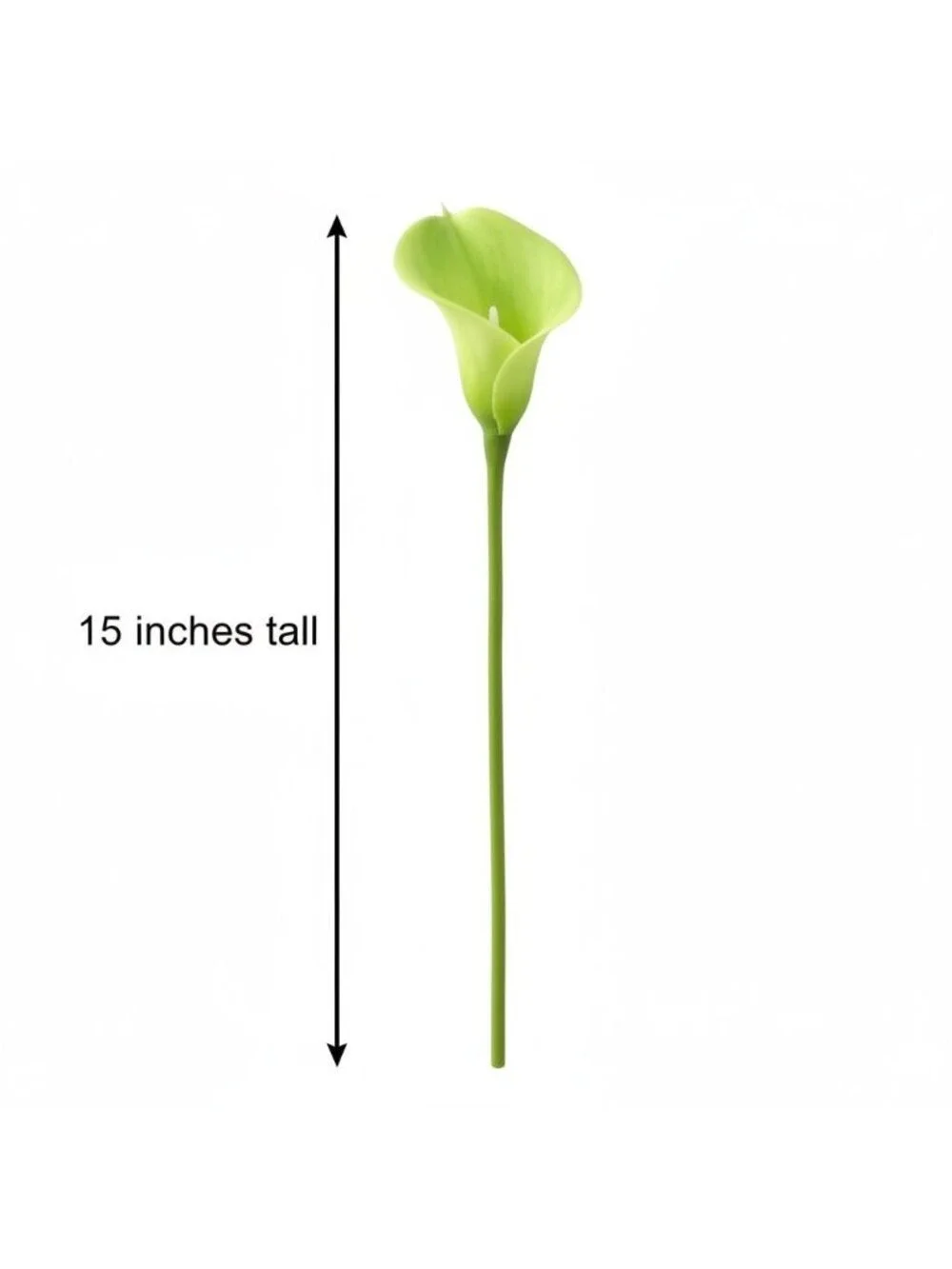 Artificial Green Calla Lily Stems, Real Touch Faux Flowers, 15 Inch, Set of 5